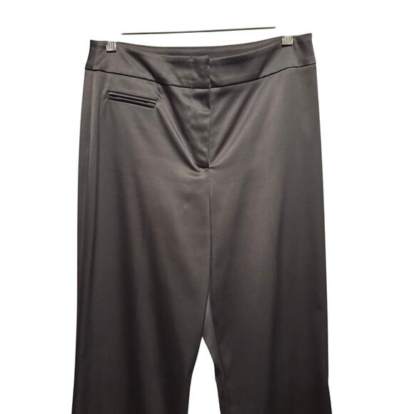 Cache LUXE Dark Gray Satin Lined Dress Pant Wide Leg Size 4/6 Flat Front $148 - Picture 4 of 9